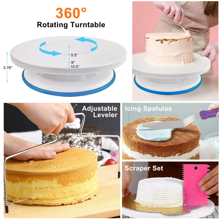 LotFancy 469Pcs Cake Decorating Kit, Baking Supplies with Rotating Turntable, Size: 75 in