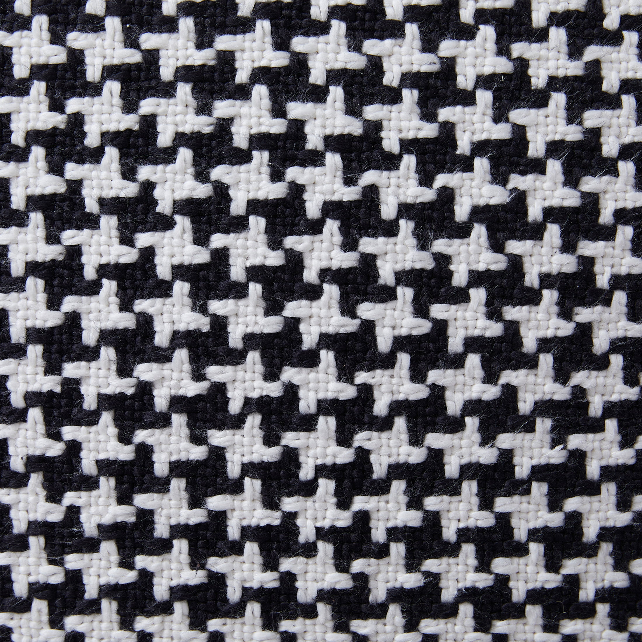 Beautiful Tonal Houndstooth Cotton Decorative Pillow with Tassels by Drew Barrymore, 22" x 22", Black