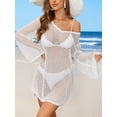 thumbnail image 4 of Charmo Womens V Neck Swim Cover Up Hollow Out Swimwear Tie Back Bikini Beachwear, 4 of 8