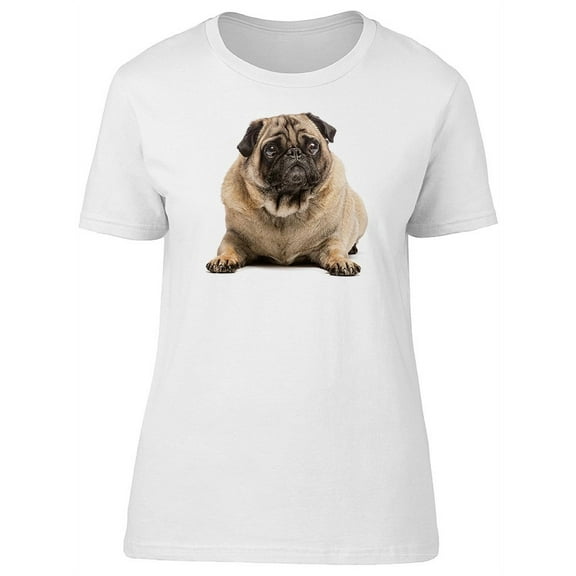 Adorable Fluffy Pug Dog T-Shirt Women -Image by Shutterstock, Female Medium