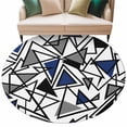 thumbnail image 6 of Navy Blue Black Geometric Round Rug 8ft Washable Circle Rugs Non Slip Abstract Art Modern Line Large Area Rug Indoor Floor Carpet for Bedroom Kitchen Living Room Home Office Dining Room Nursery, 6 of 8