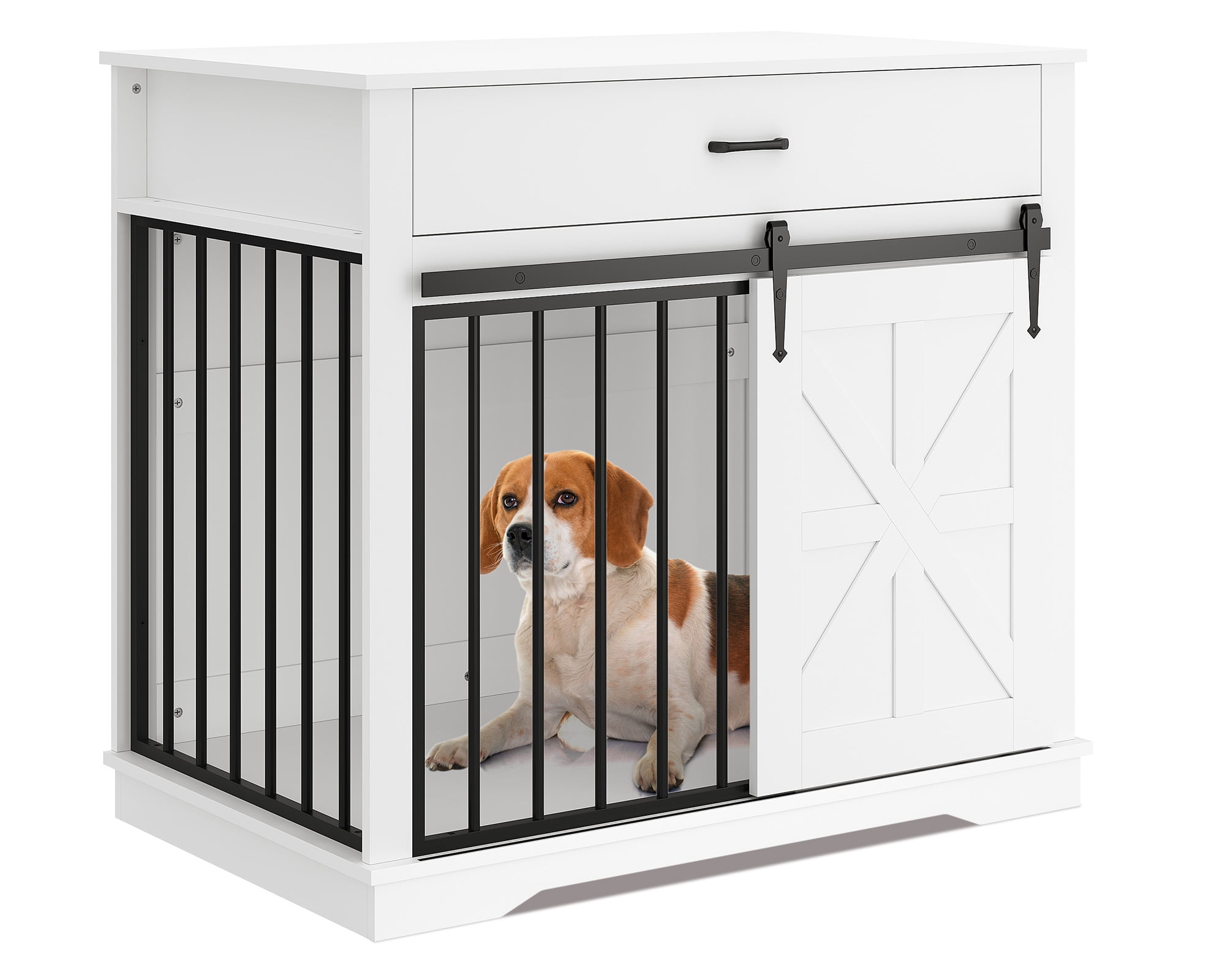 Ladcaser Dog Crate Furniture 37.8" Large Dog Kennel Indoor, Wooden Kennel Table, Indoor Dog House for Large/Medium/Small Dogs