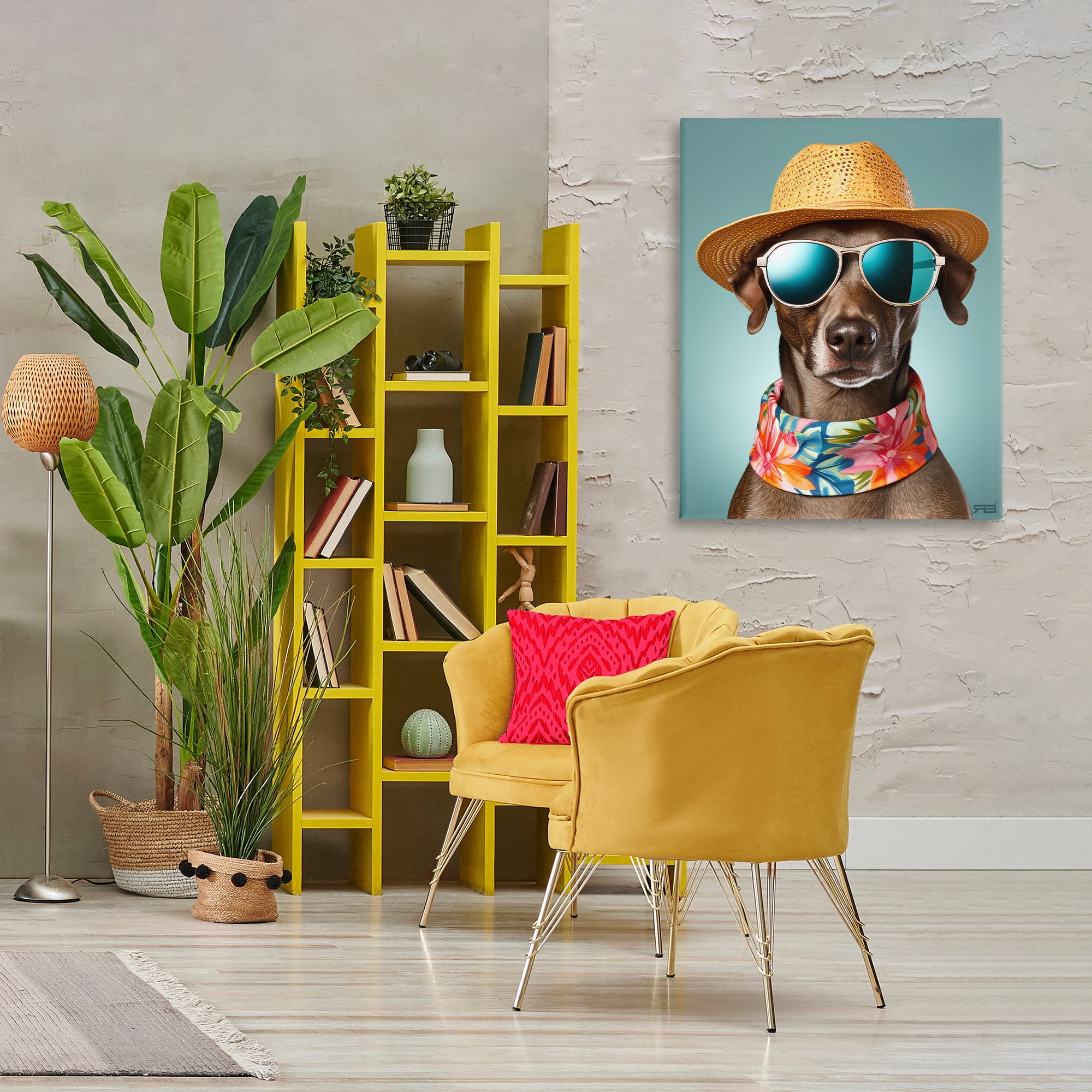Stupell Industries Beach Ready Pup Animals & Insects Painting Gallery Wrapped Canvas Art Print Wall Art, 30 x 40