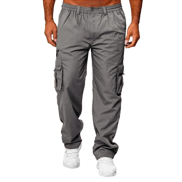Men's Cargo Pants for Everyday Wear All Season Fit Utility Trouser with Solid Color Pockets and Straight Leg Design for Work Travel and Casual Activities