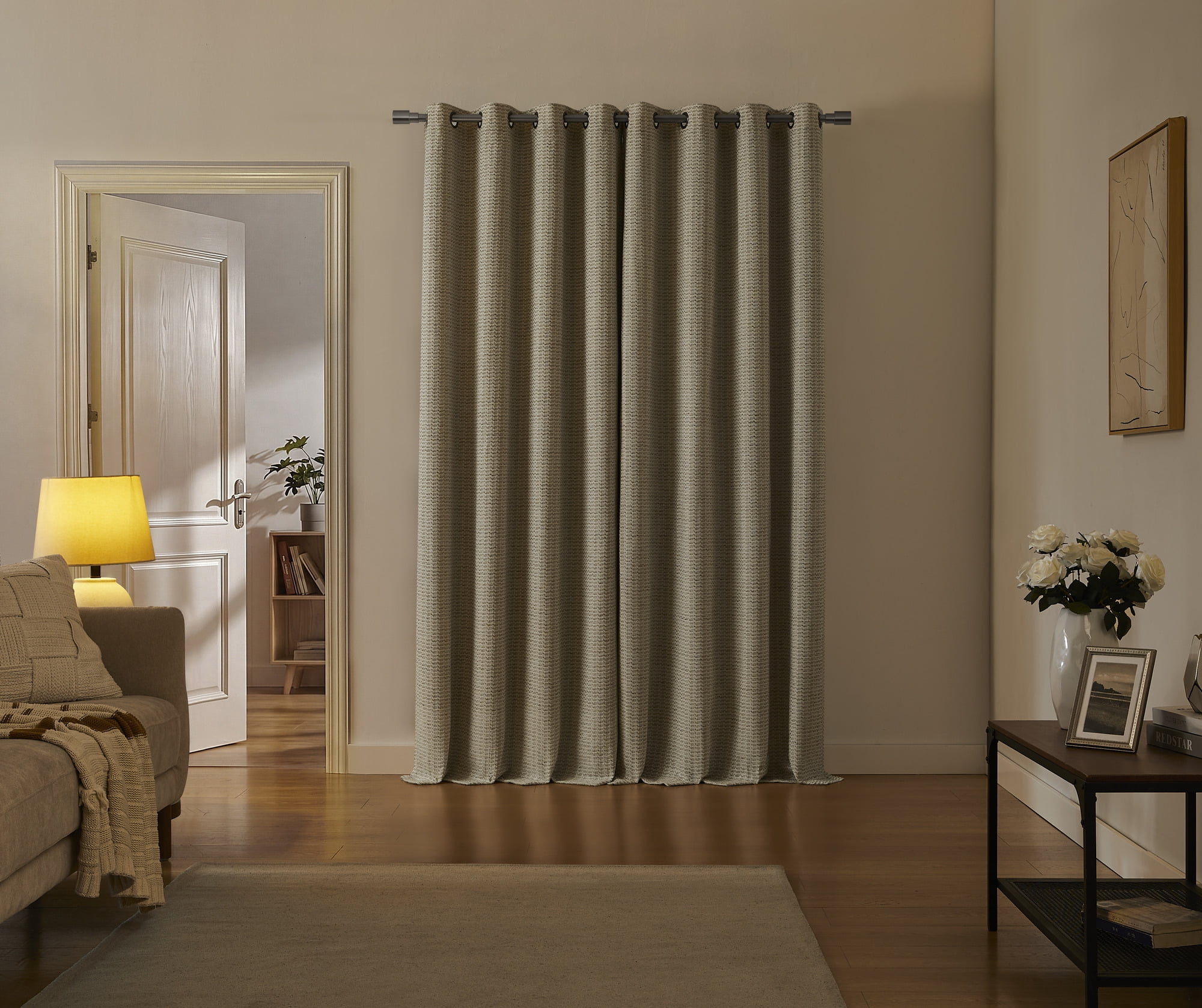 Cheyanne SUNSHIELD SIGNATURE Blackout Curtains for Living Room and Bedroom, 50” x 84”, Linen