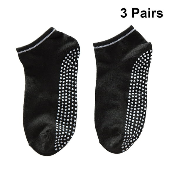 LABSERRON 3 Pair Grippy Socks for Women in Cotton Elastane for Gym