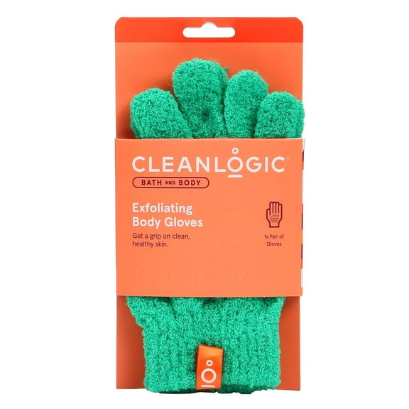 Cleanlogic Exfoliating Stretch Bath and Shower Gloves, Assorted Colors, 1 Pair