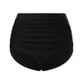 thumbnail image 5 of Linfrsh Women Mid Rise Bikini Bottoms Full Coverage Swimsuit Ruched Swim Bottom Black,2XL, 5 of 6