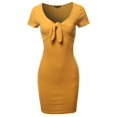 thumbnail image 1 of FashionOutfit Women's Solid V-neck Front Knot Casual Dress, 1 of 1