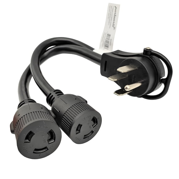 Parkworld 60523 Nema 14-50P To L6-30R Dual Socket Splitter Cord, Rv 50 Amp 4-Prong 14-50 Male Plug To Nema (2) L6-30 Female Twist Lock Receptacle 250V 1.5Ft