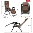 thumbnail image 7 of YRLLENSDAN Zero Gravity Chairs Set of 2, Patio Chairs Lawn Chairs with Removable Pillow and Cup Holder Outdoor Lounge Chairs Set of 2 Reclining Beach Chair for Lawn Patio Balcony, Brown, 7 of 7