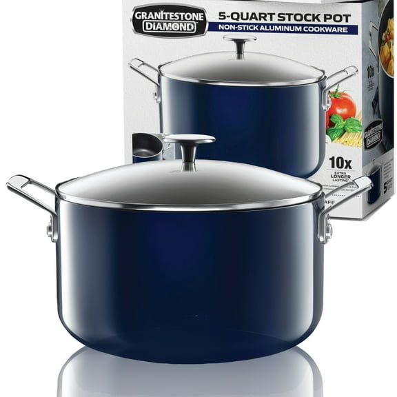 Granite Stone 5qt Gradient Non-stick Pot with Glass Lid, Blue