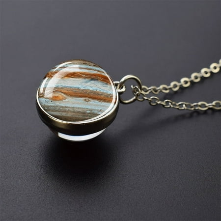 1pc solar system pendant necklace, glass ball pendant necklace, fashion jewelry accessories gifts for men and women,Style 11