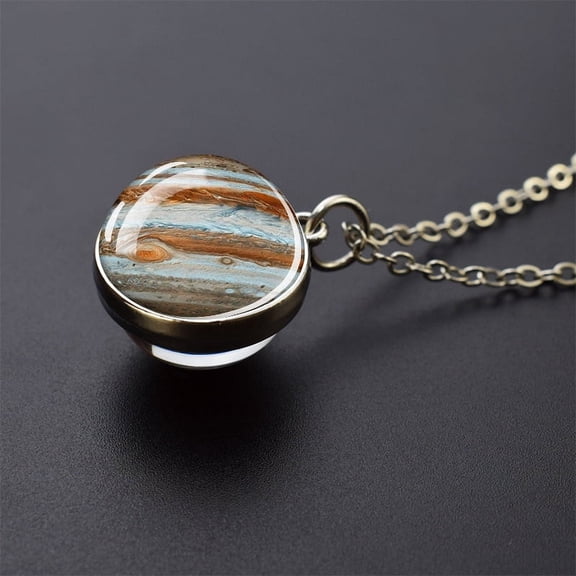 1pc solar system pendant necklace, glass ball pendant necklace, fashion jewelry accessories gifts for men and women,Style 11