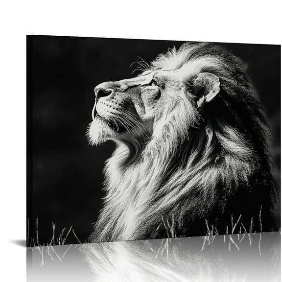 Patifu Lion Canvas Print Wall Art For Living Room Bedroom Office Decor 20x16in