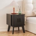 thumbnail image 5 of Pusnapku Bedside Table, 21" Fluted Nightstand with Storage and Sliding Door, Wooden Curved End Table, Small Accent Side Desk for Bedroom, Living Room, 5 of 9