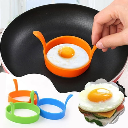 Non-Stick Silicone Egg Rings for Pancakes and Breakfast, 3-Pack Round Molds in Assorted Colors