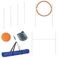 thumbnail image 1 of PawHut 5-Piece Dog Agility Training Kit: Adjustable Jump Hurdle, Ring, Weave Poles, Disc & Whistle | Plastic | Multi-Color | Indoor/Outdoor Fun & Exercise, 1 of 7