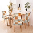 thumbnail image 4 of Orange and Grey Chair Covers Chair Seat Cover Set of 4 Removable Washable Parson Chair Covers for Dining Room Living Room Kitchen Christmas, 4 of 6