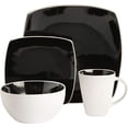 thumbnail image 1 of Gibson Elite Soho Lounge Square 16 Piece Stoneware Dinnerware Set, Black/White, 1 of 4