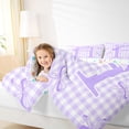 thumbnail image 3 of Erosebridal Purple Dreamy Princess Style Queen Comforter Set For Kids,Kawaii Bow Theme Initial Letter H Alphabet Bedding Comforter Set,Colorful Stars Reversible,3 Pieces, 3 of 7