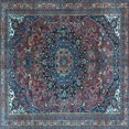 thumbnail image 1 of Ahgly Company Indoor Square Medallion Light Blue Traditional Area Rugs, 5' Square, 1 of 4