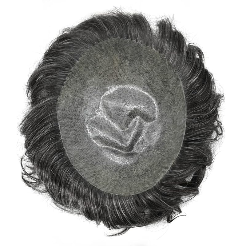 Toupee for Men Hairpiece Replacement System Male Prosthesis Full Poly Thin Soft Human Hair Piece 8X10 Injected PU Durable Skin Mens Wig #1B off Black