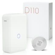 Label Maker - D110 Portable Thermal Bluetooth Wireless Mini Label Printer with 1 Roll Tape, Printable Width 12mm, White
