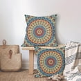 thumbnail image 2 of Boho Mandala Floral Pillow Covers 20X20 Inch Set of 2 Navy Blue Orange Abstract Flower Decorative Pillow Cases Colorful Retro Ethnic Cotton Linen Cushion Case Home Decor for Sofa Couch Porch Outdoor, 2 of 6