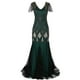 thumbnail image 1 of Puntoco Vestido De Lentejuelas Para Mujer Vestido Retro Tallas Grandes Banquete Vestido De Novia Europeo Y Americano Vestido De Cuello Redondo De Manga Corta Verde S,Regalos Para Mujer Joven, 1 of 2