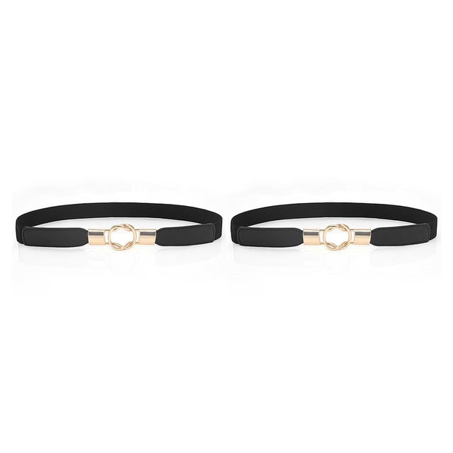 Banda para la cintura Minnieouse correas de cuero con hebillas Estilo simple Negro 2piezas CBP215248