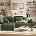 thumbnail image 3 of 104" Cloud Sectional Couch with L-Shape Chaise, Modern Modular Sofa with Deep Seat, Upholstered Couches with Back Cushion for Living Room Bedroom, No Assembly Required, Green (Corduroy Fabric), 3 of 11