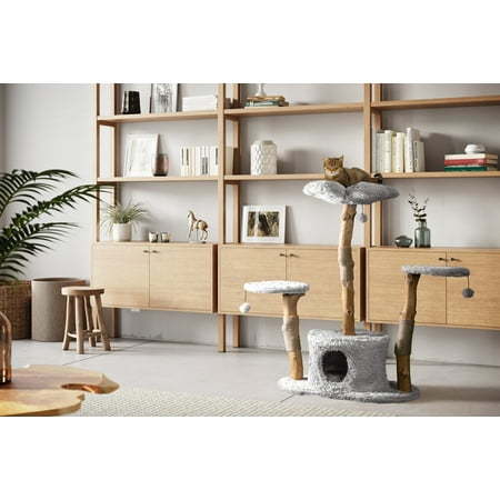 UPC: 0850006400065 | Mau Lifestyle Leone Cat Tree with Cave Gray