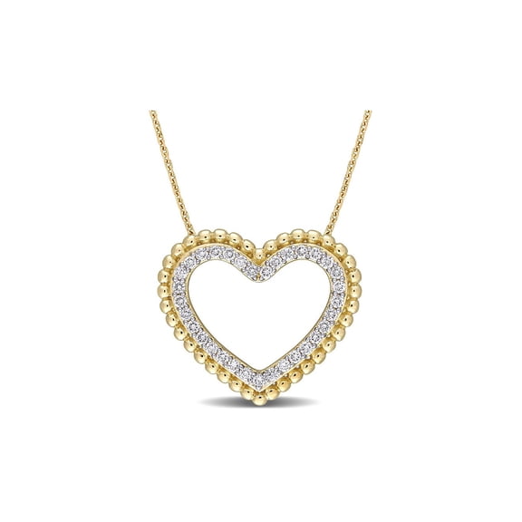 1/2 Carat (Ctw I1-I2) Diamond Heart Pendant Necklace in 14K Yellow Gold with Chain