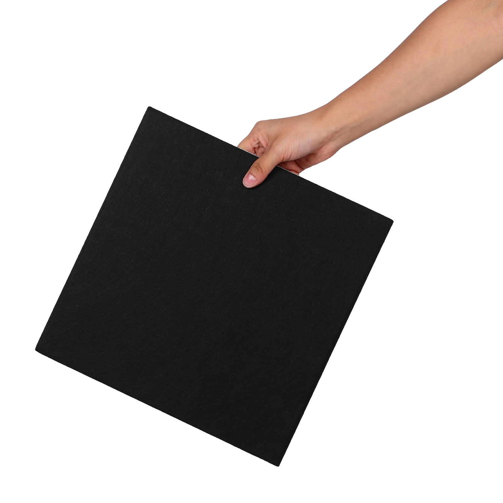 Pretyzoom 6Pcs Self Adhesive Black Acoustic Soundproof Wall Panels High Density Polyester for Office Noise Reduction
