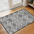 thumbnail image 3 of Boho Kitchen Mat 31"x20", Washable Non Slip Soft Plush Low Profile Kitchen Rug, Geometric Neutral Textured Sink Mat for Laundry Room, Bedroom & Office, 3 of 6