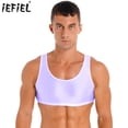 thumbnail image 2 of Camiseta sin mangas recortada brillante para culturismo para hombre, chaleco sin mangas, Tops con cuello redondo, traje de baño, ropa de dormir, ropa para discoteca de Color sólido, 2 of 5
