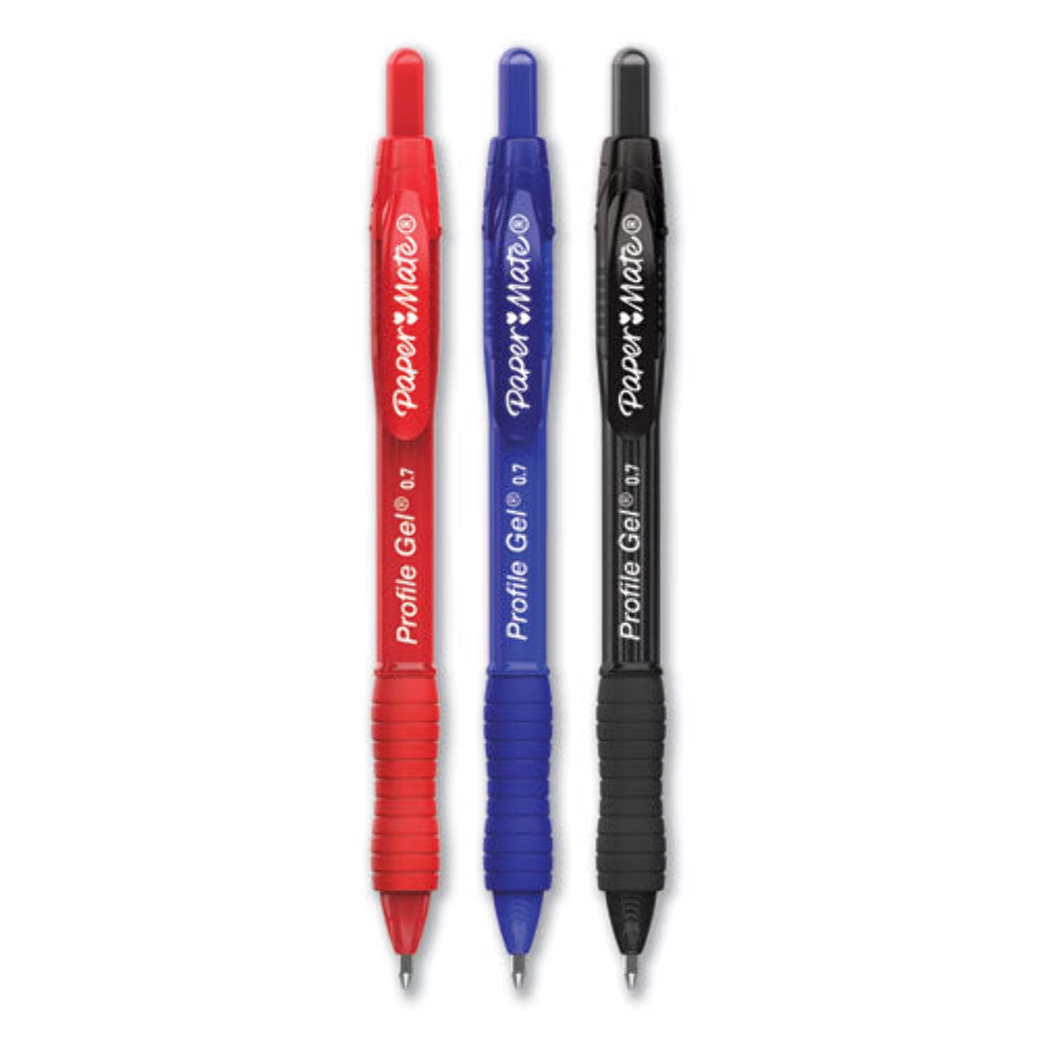 Paper Mate® Profile jel Retractable Pens, Fine Point, 0.5 mm, Blue Barrel, Blue , Pack Of 12 Pens