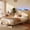 Beige+led, variant on Aiho Queen Size Bed Frame, Upholstered Platform Bed Frame with Sturdy Metal Frame, Noise-Free, No Box Spring Needed, Easy Assembly - Beige