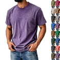 thumbnail image 2 of Oversized Tshirts for Men Acid Wash Loose Fit Cotton Basic T Shirts Gym Vintage Baggy Tees （Purple,3XL）, 2 of 9