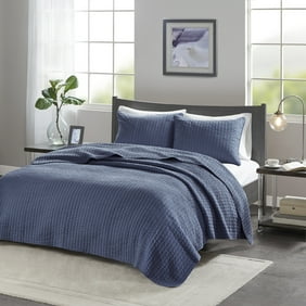 Charter Club Damask Cotton 2 Pc Quilted Coverlet And Sham Set Navy