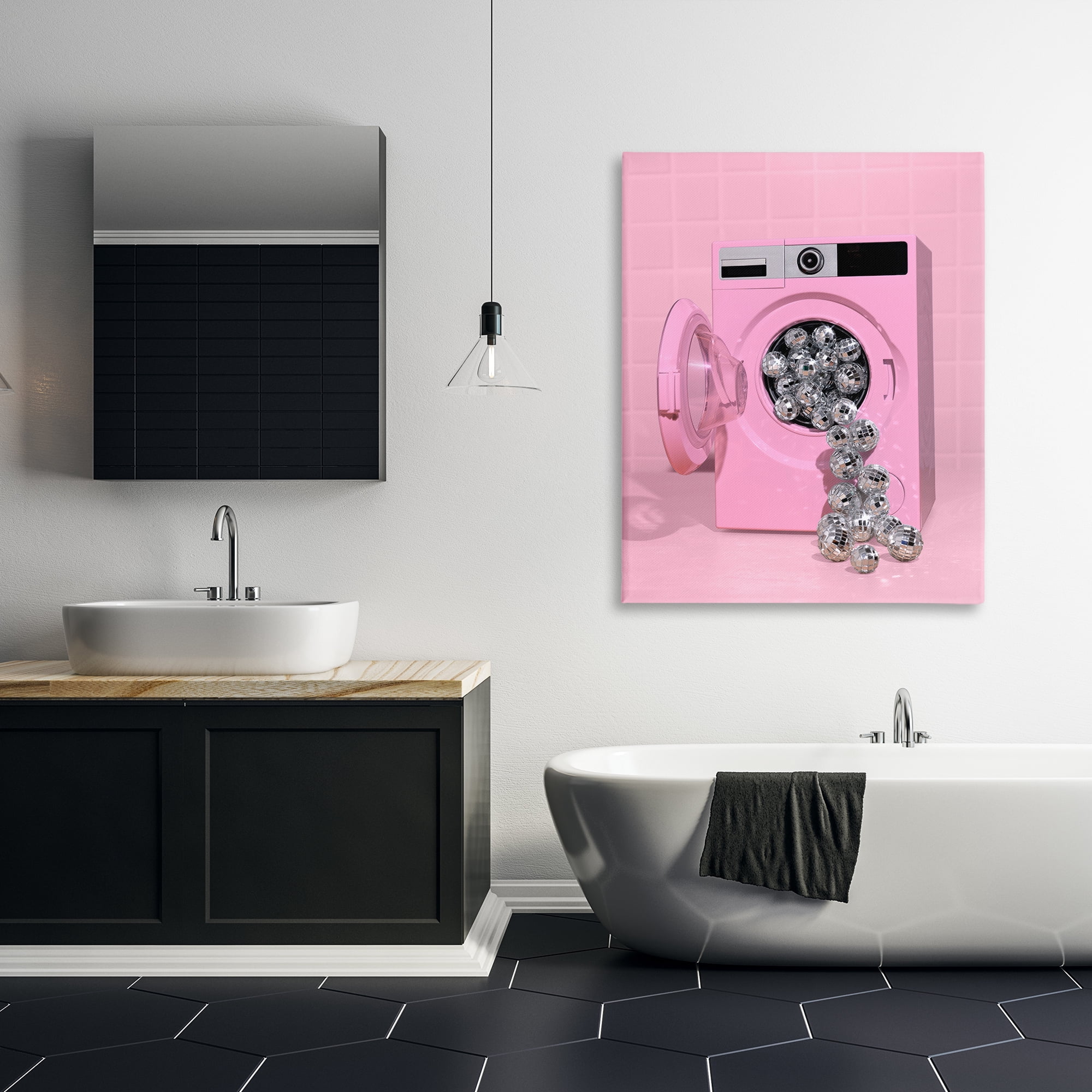 Stupell Industries Disco Laundry Machine over Pink Canvas Wall Art, design by LISH Creative