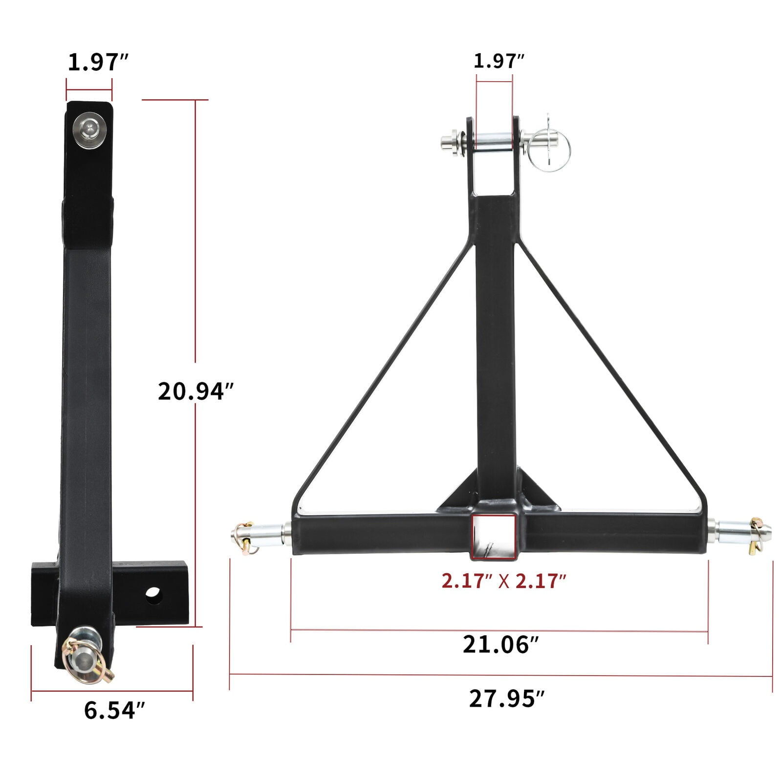 RVNI 3 point 2 in Receiver Trailer Hitch Tow Drawbar Adapter for Cat 1 Tractor Category 1