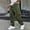 007 Army Green, variant on Men's Casual Cargo Pants Drawstring Stretch Waist Straight Trousers Solid Color Pockets Sports Pants