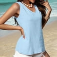 thumbnail image 6 of Meichang Womens Sleeveless V Neck Tank Tops Summer Loose Fit Comfy Shirts Basic Solid Color Tops Lightweight Going Out Pullover Blouses, Light Blue XXL, 6 of 8