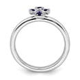 thumbnail image 4 of Auriga Fine Jewelry 925 Sterling Silver Rhodium Created Sapphire Cross Ring for Women Size 8, 4 of 6
