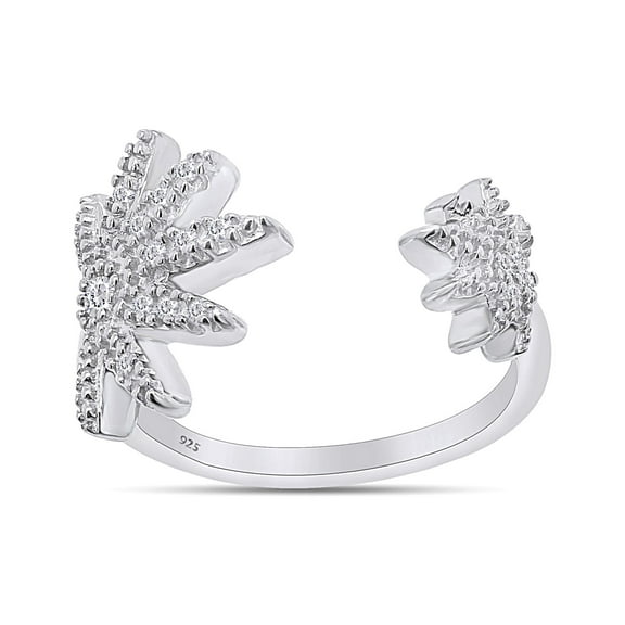 1/20 CT Round Cut Natural White Diamond Marijuana Leaf Adjustable Toe Ring In 14K White Gold Plated 925 Sterling Silver (Color: I-J, Clarity: I2-I3, 0.05 Cttw) -4