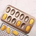 thumbnail image 3 of 2 Pack Madeleine Pans for Baking, 12 Cavity Heavy Duty Shell Shape Baking Mold Nonstick Cookie Cake Pan for Oven（Gold）, 3 of 9