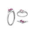 thumbnail image 4 of 1/5 Carat (Ctw) Lab-Created Pink Sapphire Twin Heart Ring in 14K White Gold for Women, 4 of 5