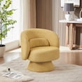 thumbnail image 2 of Miekor Furniture 360 Degree Swivel Sherpa Accent Chair Modern Style Barrel Chair with Toss Pillows for home office, living room, bedroom, Yellow W5U040, 2 of 9